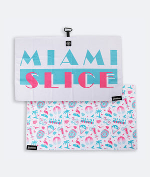 Miami Slice White - Magnetic Golf Towel
