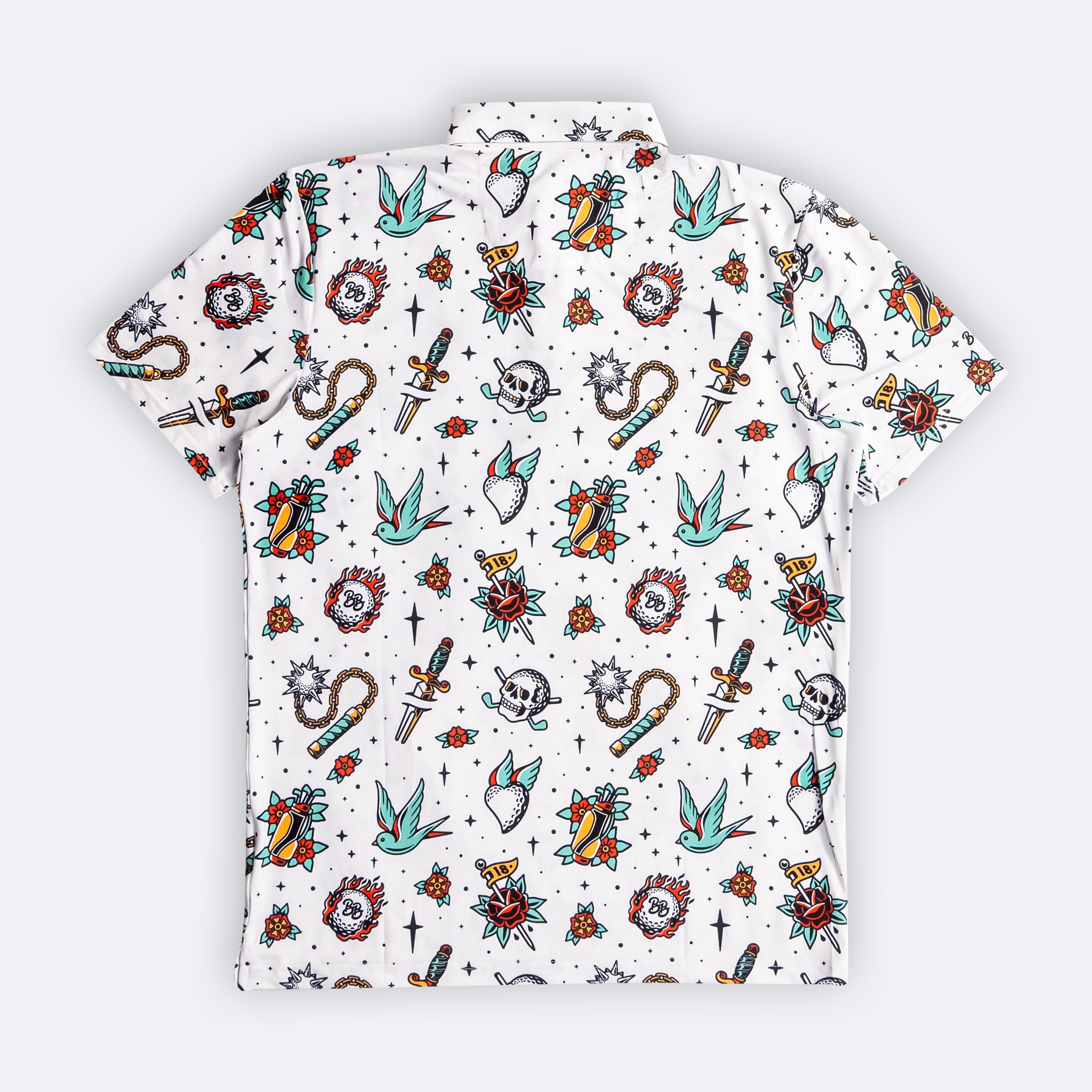 Retro Tattoo Polo White