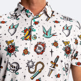 Retro Tattoo Polo White