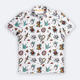 Retro Tattoo Polo White